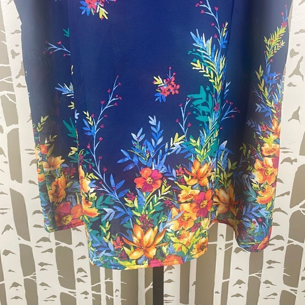 Chenault Smocked Mock Neck Floral Print Sleeveless Blouse 2X - Picture 3 of 8